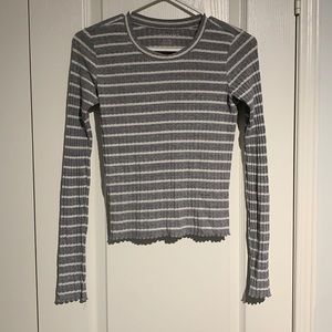 Long sleeve striped shirt.